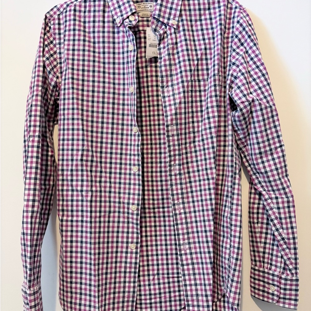 J. Crew Pink and Blue Gingham Button-Down Shirt